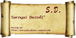 Sarnyai Dezső névjegykártya